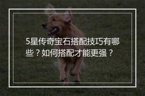 5星传奇宝石搭配技巧有哪些？如何搭配才能更强？