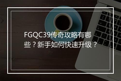 FGQC39传奇攻略有哪些？新手如何快速升级？