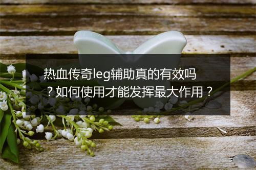 热血传奇leg辅助真的有效吗？如何使用才能发挥最大作用？