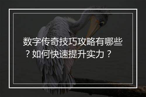 数字传奇技巧攻略有哪些？如何快速提升实力？