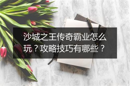 沙城之王传奇霸业怎么玩？攻略技巧有哪些？