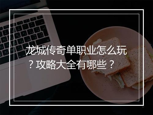 龙城传奇单职业怎么玩？攻略大全有哪些？