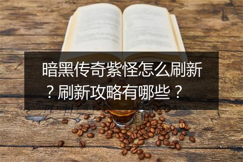 暗黑传奇紫怪怎么刷新？刷新攻略有哪些？
