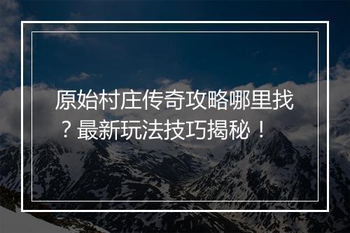 原始村庄传奇攻略哪里找？最新玩法技巧揭秘！