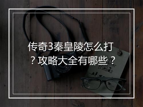 传奇3秦皇陵怎么打？攻略大全有哪些？