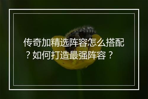 传奇加精选阵容怎么搭配？如何打造最强阵容？