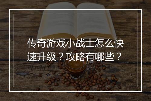 传奇游戏小战士怎么快速升级？攻略有哪些？
