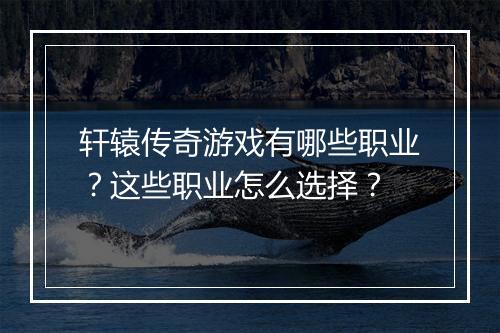 轩辕传奇游戏有哪些职业？这些职业怎么选择？