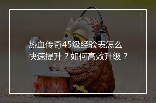 热血传奇45级经验表怎么快速提升？如何高效升级？