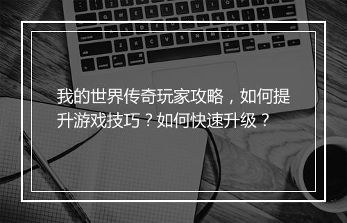 我的世界传奇玩家攻略，如何提升游戏技巧？如何快速升级？