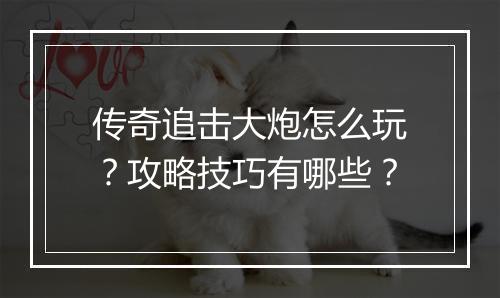 传奇追击大炮怎么玩？攻略技巧有哪些？