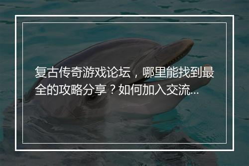 复古传奇游戏论坛，哪里能找到最全的攻略分享？如何加入交流圈？