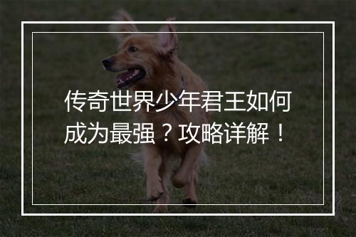 传奇世界少年君王如何成为最强？攻略详解！