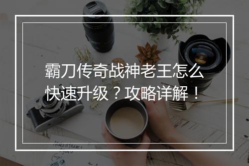霸刀传奇战神老王怎么快速升级？攻略详解！