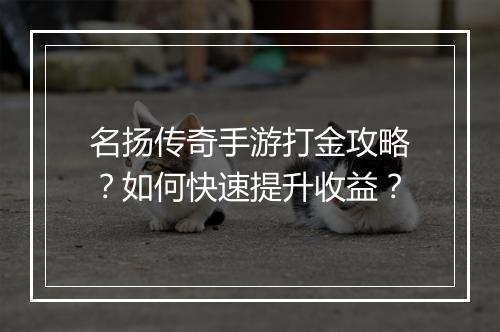 名扬传奇手游打金攻略？如何快速提升收益？