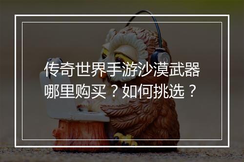 传奇世界手游沙漠武器哪里购买？如何挑选？