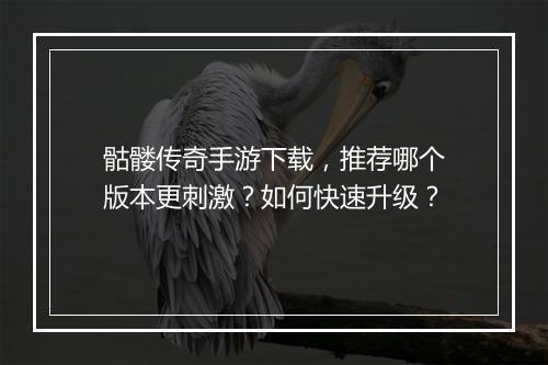 骷髅传奇手游下载，推荐哪个版本更刺激？如何快速升级？