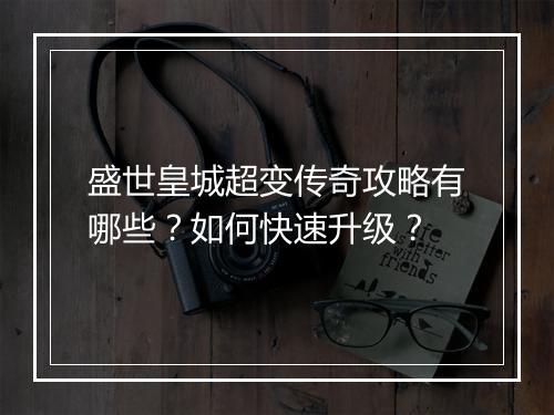 盛世皇城超变传奇攻略有哪些？如何快速升级？