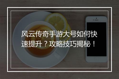 风云传奇手游大号如何快速提升？攻略技巧揭秘！