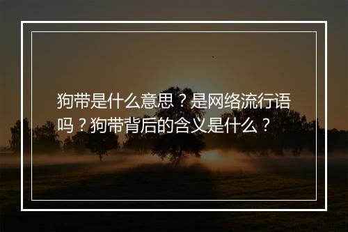狗带是什么意思？是网络流行语吗？狗带背后的含义是什么？