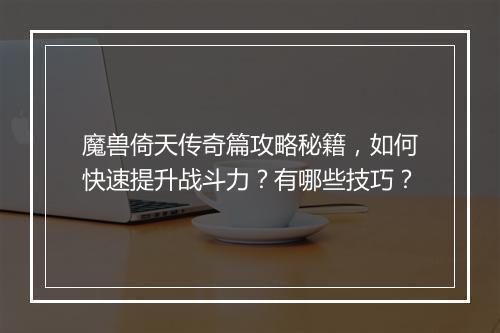 魔兽倚天传奇篇攻略秘籍，如何快速提升战斗力？有哪些技巧？