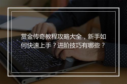 赏金传奇教程攻略大全，新手如何快速上手？进阶技巧有哪些？