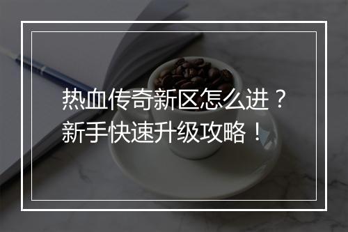 热血传奇新区怎么进？新手快速升级攻略！