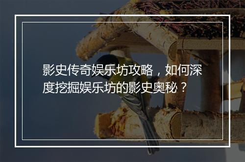 影史传奇娱乐坊攻略，如何深度挖掘娱乐坊的影史奥秘？