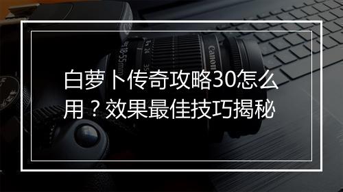 白萝卜传奇攻略30怎么用？效果最佳技巧揭秘