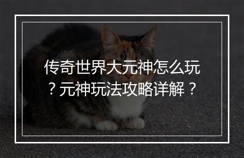 传奇世界大元神怎么玩？元神玩法攻略详解？