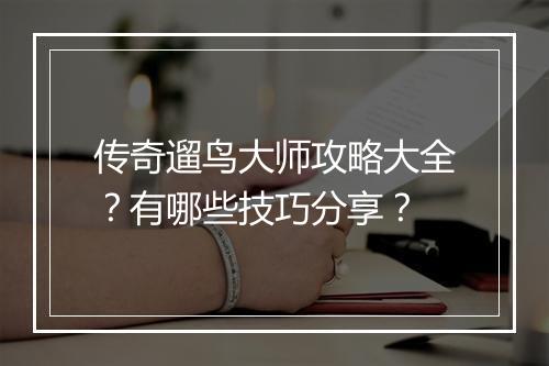 传奇遛鸟大师攻略大全？有哪些技巧分享？