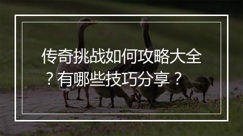 传奇挑战如何攻略大全？有哪些技巧分享？