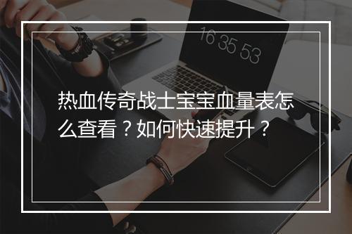 热血传奇战士宝宝血量表怎么查看？如何快速提升？