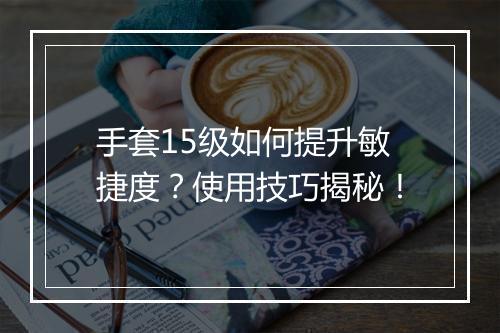手套15级如何提升敏捷度？使用技巧揭秘！