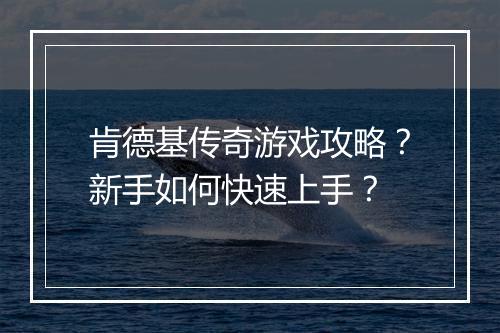 肯德基传奇游戏攻略？新手如何快速上手？