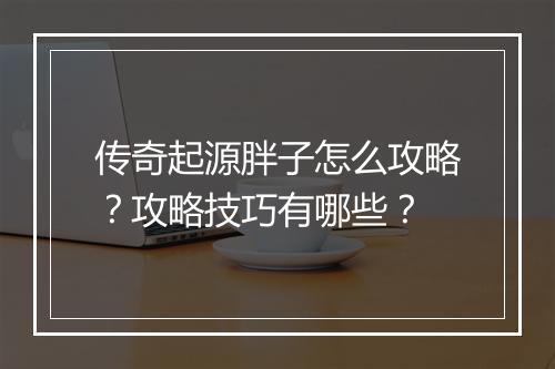 传奇起源胖子怎么攻略？攻略技巧有哪些？