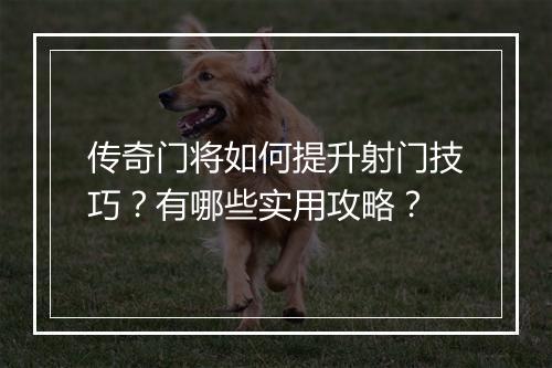 传奇门将如何提升射门技巧？有哪些实用攻略？