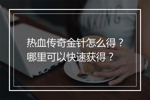 热血传奇金针怎么得？哪里可以快速获得？