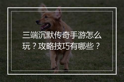 三端沉默传奇手游怎么玩？攻略技巧有哪些？
