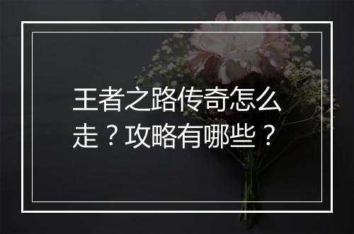 王者之路传奇怎么走？攻略有哪些？