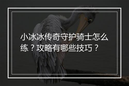 小冰冰传奇守护骑士怎么练？攻略有哪些技巧？