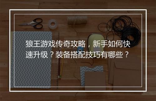 狼王游戏传奇攻略，新手如何快速升级？装备搭配技巧有哪些？