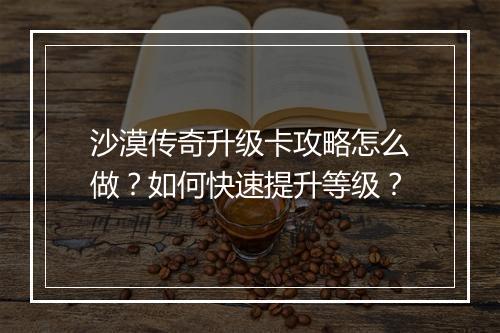 沙漠传奇升级卡攻略怎么做？如何快速提升等级？