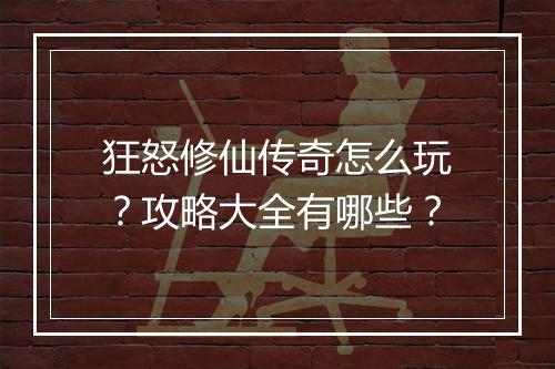 狂怒修仙传奇怎么玩？攻略大全有哪些？