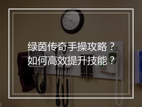 绿茵传奇手操攻略？如何高效提升技能？