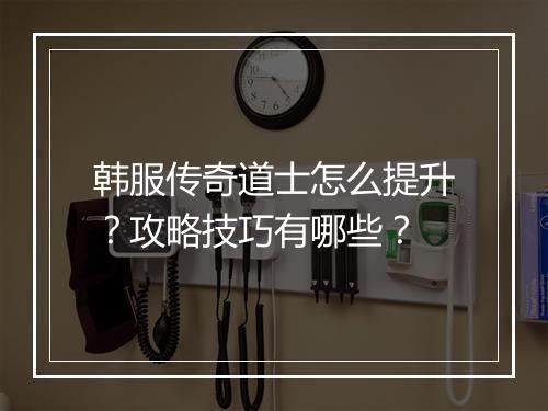 韩服传奇道士怎么提升？攻略技巧有哪些？