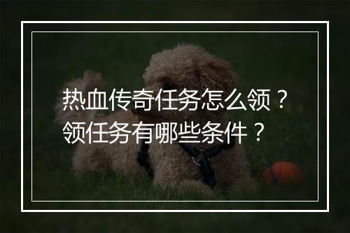 热血传奇任务怎么领？领任务有哪些条件？