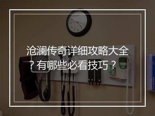 沧澜传奇详细攻略大全？有哪些必看技巧？