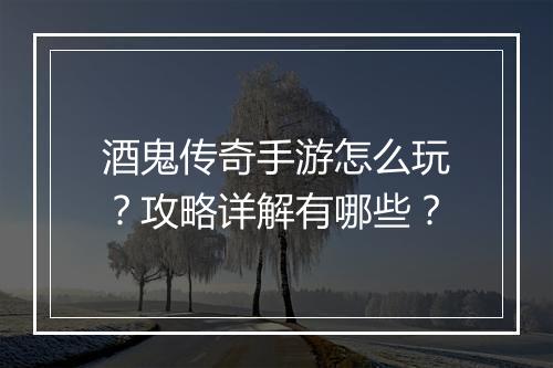 酒鬼传奇手游怎么玩？攻略详解有哪些？
