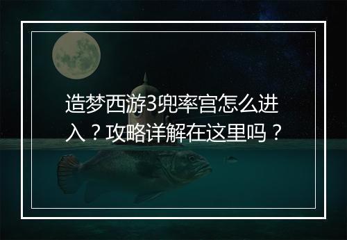 造梦西游3兜率宫怎么进入？攻略详解在这里吗？